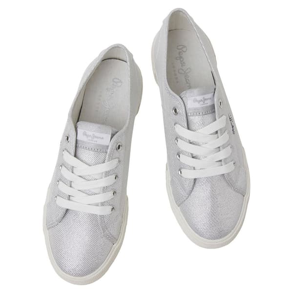 Pepe Jeans Låga Tränare Brady Party Silver EU 37 Kvinna