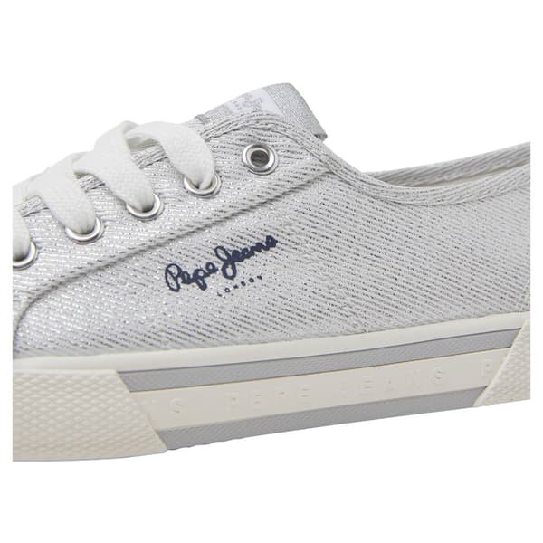 Pepe Jeans Låga Tränare Brady Party Silver EU 37 Kvinna