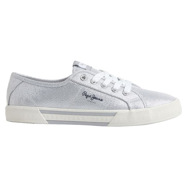 Pepe Jeans Låga Tränare Brady Party Silver EU 37 Kvinna
