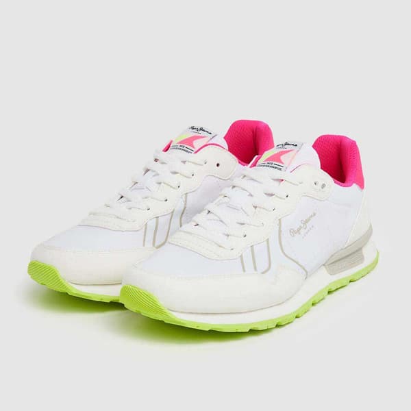 Pepe Jeans Utbildare Brit Neon Vit EU 36 Kvinna