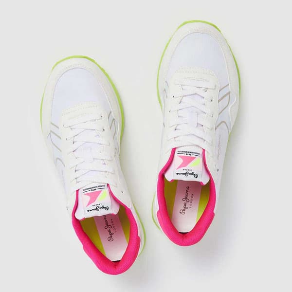 Pepe Jeans Utbildare Brit Neon Vit EU 36 Kvinna