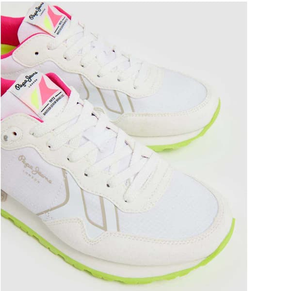 Pepe Jeans Utbildare Brit Neon Vit EU 36 Kvinna