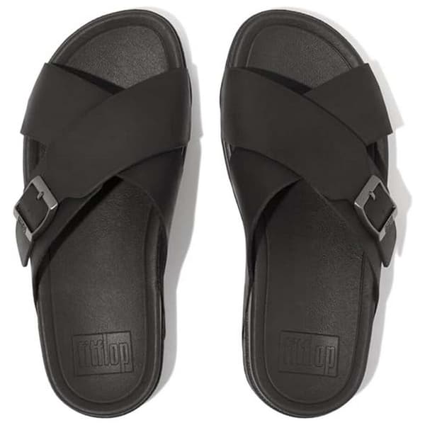 Fitflop Klipklapper Surfer Buckle Nubuck Cross Sort EU 43 Mand