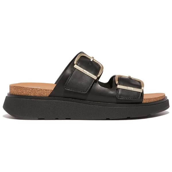 Fitflop Slides Buckle Two-bar Leather Svart EU 40 Kvinna