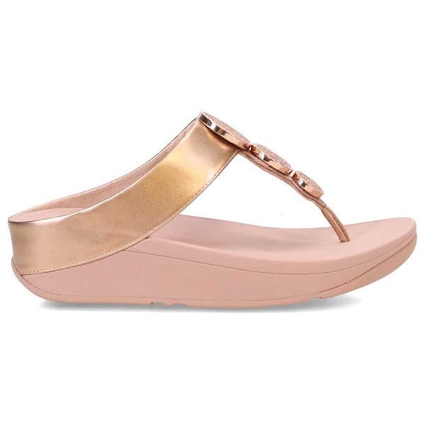 Fitflop Slides Halo Bead-circle Metallic Toe-post Rosa EU 39 Kvinna