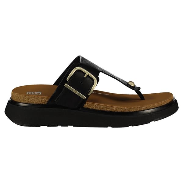 Fitflop Slides Buckle Leather Toe-post Svart EU 39 Kvinna