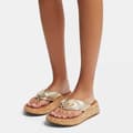 Miniatyrbild 5 av 5: Fitflop Slides F-mode Leather-twist Flatform Toe-thongs Guld EU 38 Kvinna