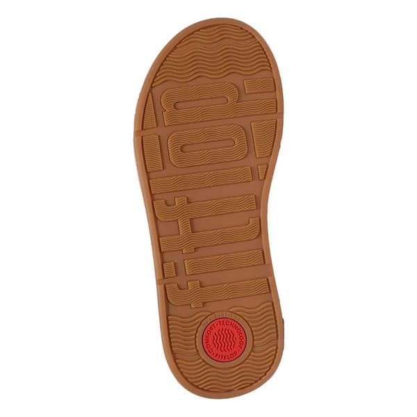 Fitflop Slides F-mode Leather-twist Flatform Toe-thongs Guld EU 38 Kvinna