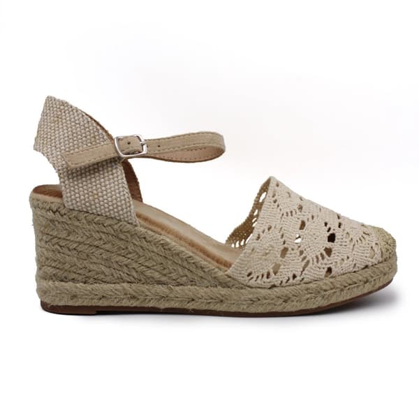 Sandaali, juuttimateriaali, nilkkahihnan kiinnitys, Beige, 38