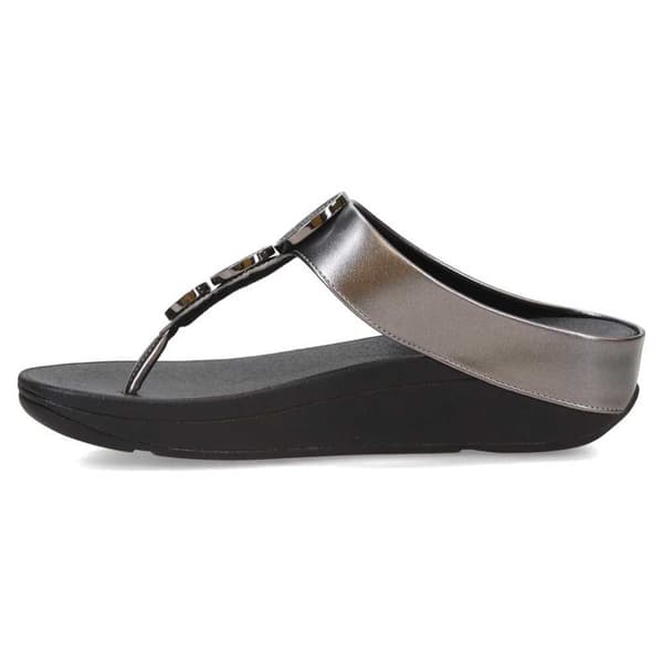 Fitflop Slides Halo Bead-circle Metallic Toe-post Svart EU 40 Kvinna