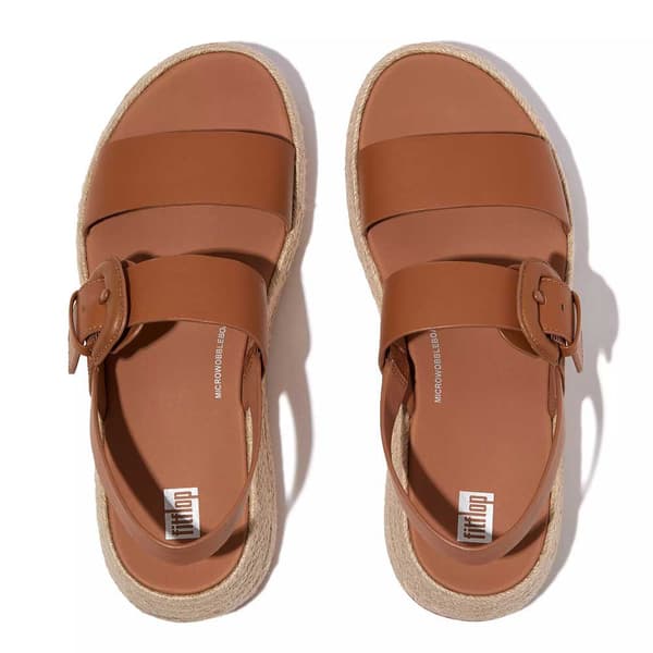 Fitflop Sandaalit F-mode Espadrille Buckle Leather Flatform Ruskea EU 38 Nainen