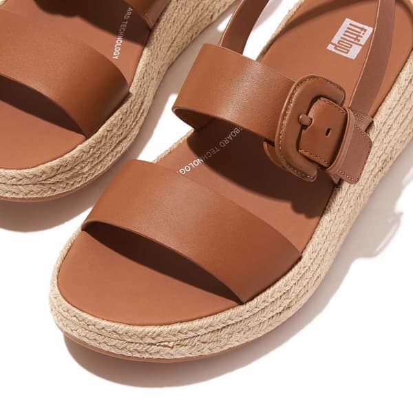 Fitflop Sandaalit F-mode Espadrille Buckle Leather Flatform Ruskea EU 38 Nainen