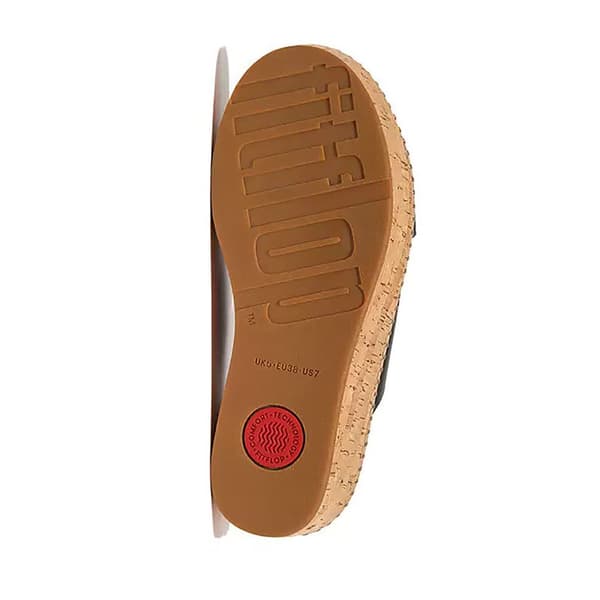 Fitflop Slides Eloise Leather/cork Wedge Cross Svart EU 40 Kvinna
