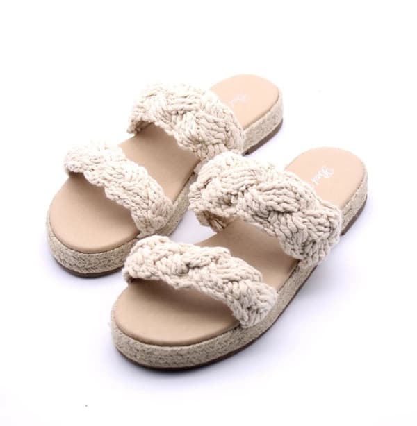Sandaler, Virkat Mönster, Juteplattform, Beige, 41