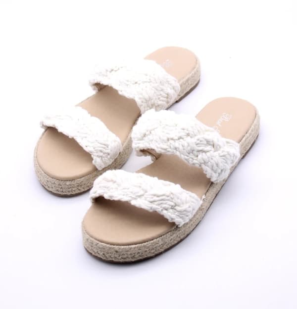 Sandaler, Virkat Mönster, Juteplattform, Beige, 41
