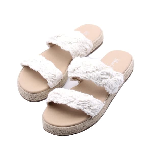 Sandaler, Virkat Mönster, Juteplattform, Beige, 41