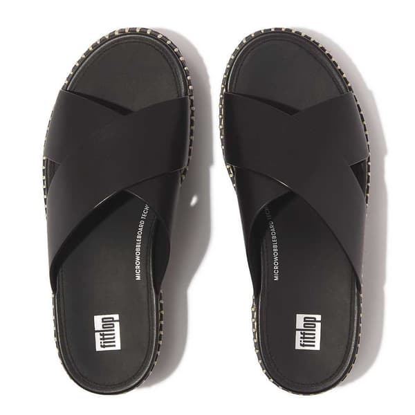 Fitflop Eloise Espadrille Leather Wedge Cross Klipklapper Brun EU 39 Kvinde