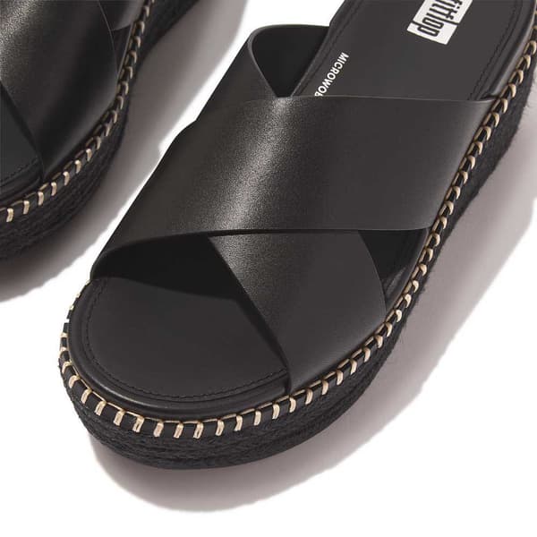 Fitflop Eloise Espadrille Leather Wedge Cross Klipklapper Brun EU 39 Kvinde