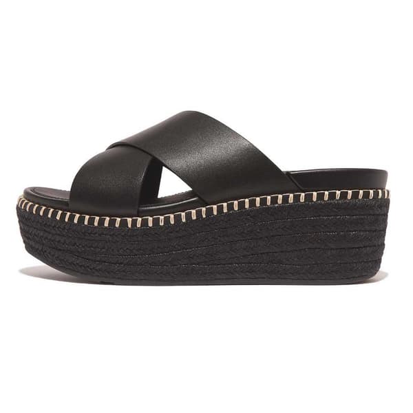 Fitflop Eloise Espadrille Leather Wedge Cross Klipklapper Brun EU 39 Kvinde