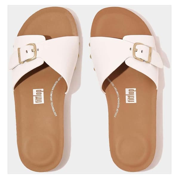 Fitflop Iqushion Adjustable Buckle Leather Tofflor Vit EU 39 Kvinna