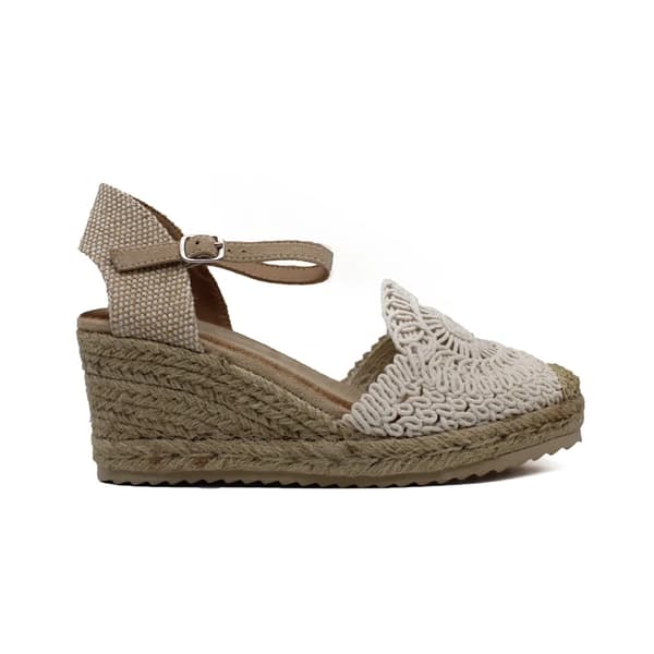Esparto-korkokengät, käsintehty kangas, säädettävä solki kiinnitys, Beige, 41