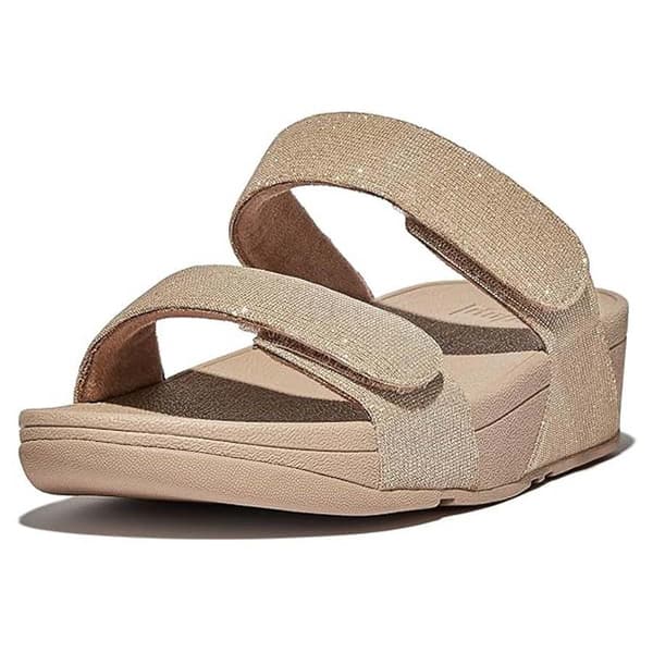 Fitflop Lulu Adjustable Shimmerlux Tofflor Beige EU 36 Kvinna