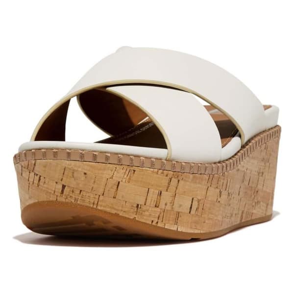 Fitflop Eloise Leather/cork Wedge Cross Tofflor Vit EU 40 Kvinna