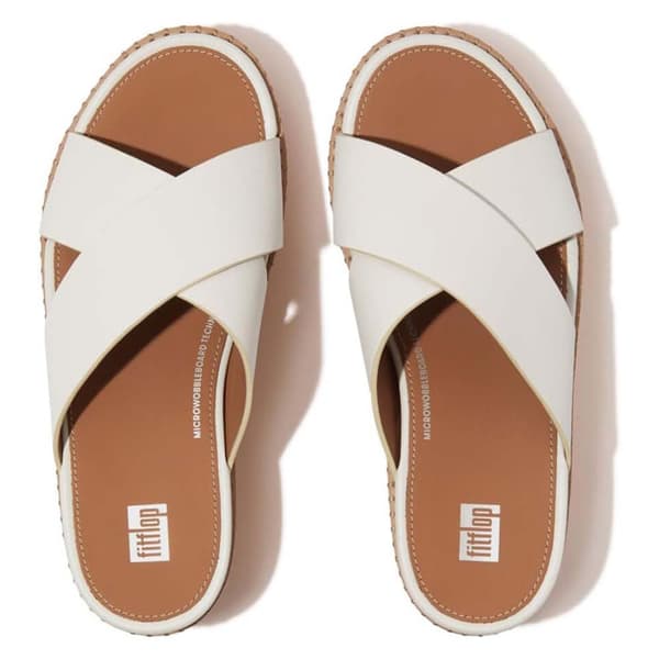 Fitflop Eloise Leather/cork Wedge Cross Tofflor Vit EU 40 Kvinna