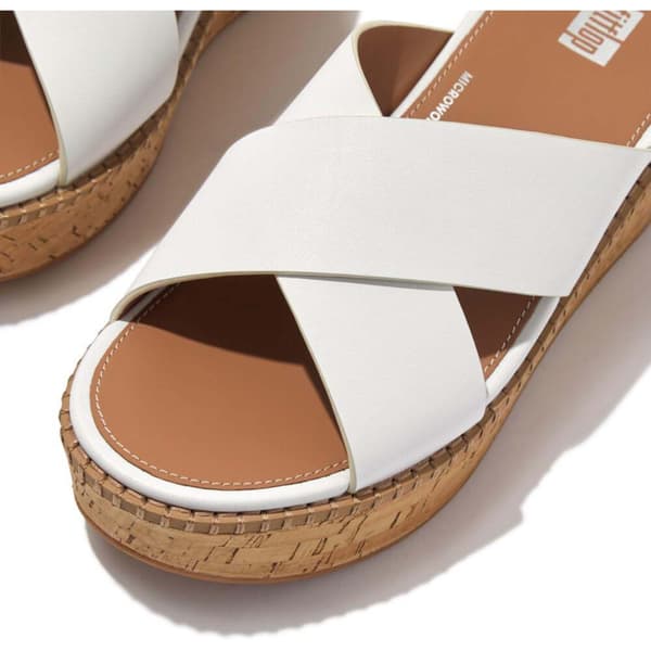 Fitflop Eloise Leather/cork Wedge Cross Tofflor Vit EU 40 Kvinna
