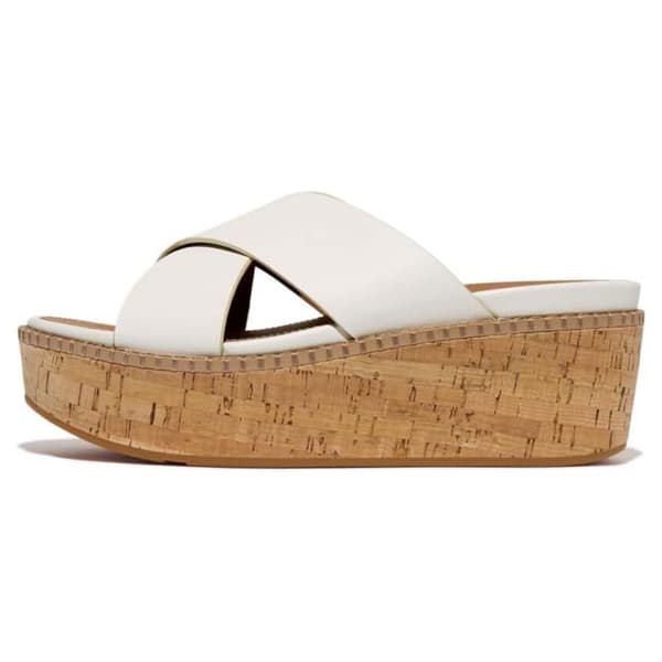 Fitflop Eloise Leather/cork Wedge Cross Tofflor Vit EU 40 Kvinna
