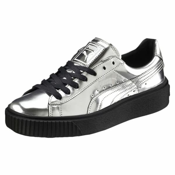 Sportsjoggesko for kvinner Puma Basket Platform Metallic Lysegrp - 36