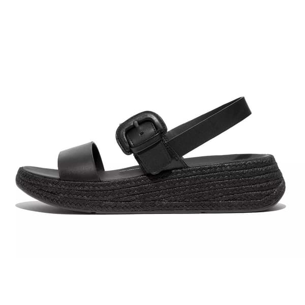 Fitflop F-mode Espadrille Buckle Leather Flatform Sandaalit Musta EU 40 Nainen