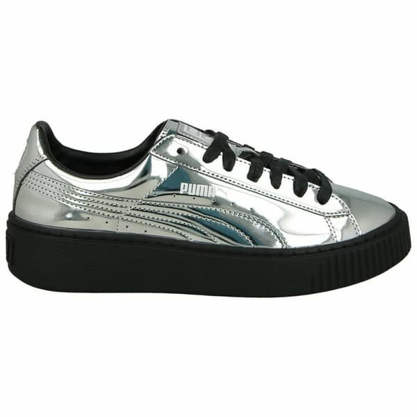 Naisten lenkkikengät Puma Basket Platform Metallic Vaaleanharmaa - 36