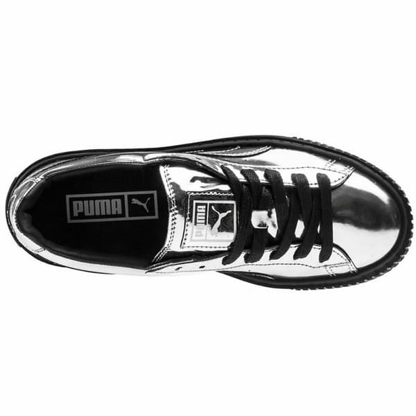 Naisten lenkkikengät Puma Basket Platform Metallic Vaaleanharmaa - 36