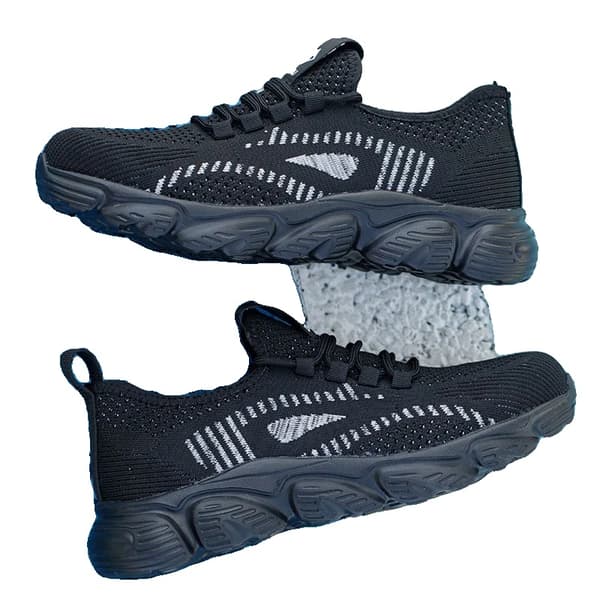 Sikkerhedssko, åndbart nylon, skridsikker gummisål,sort, 44