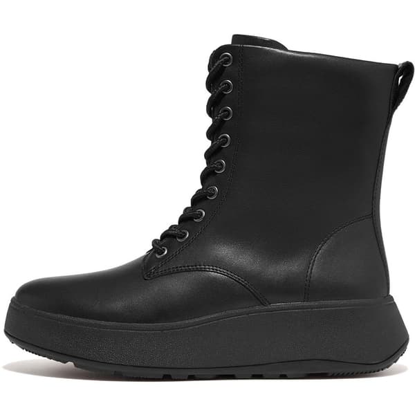 Fitflop F-mode Leather Lace-up Flatform Ankle Støvler Sort EU 41 Kvinde