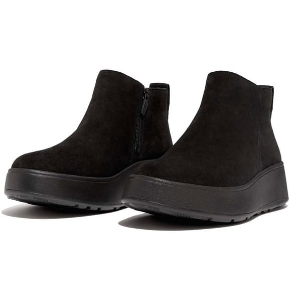 Fitflop F-mode Suede Flatform Zip Ankle Stövlar Svart EU 40 Kvinna
