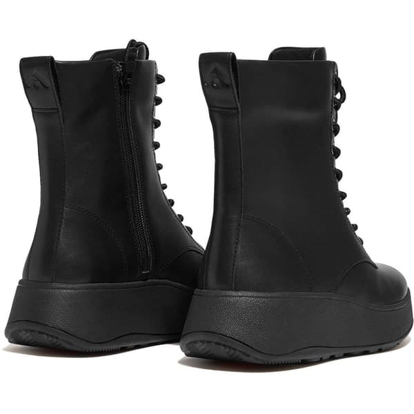 Fitflop F-mode Leather Lace-up Flatform Ankle Stövlar Svart EU 36 Kvinna
