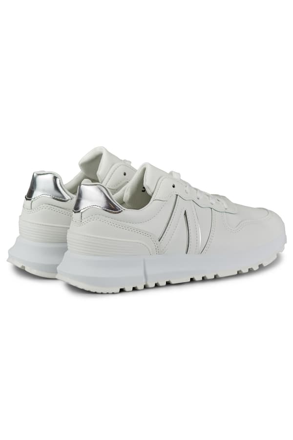Vita damsneakers med silverkant 38
