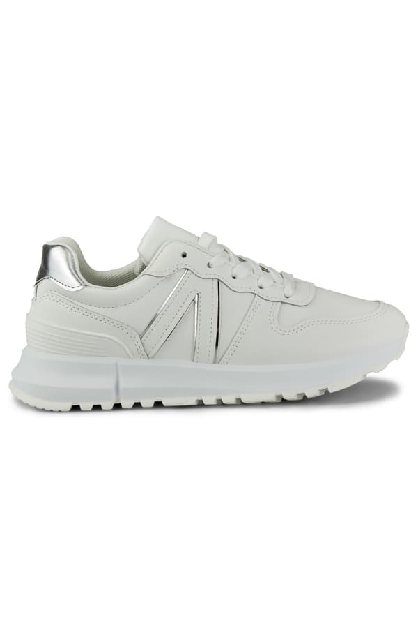 Vita damsneakers med silverkant 38