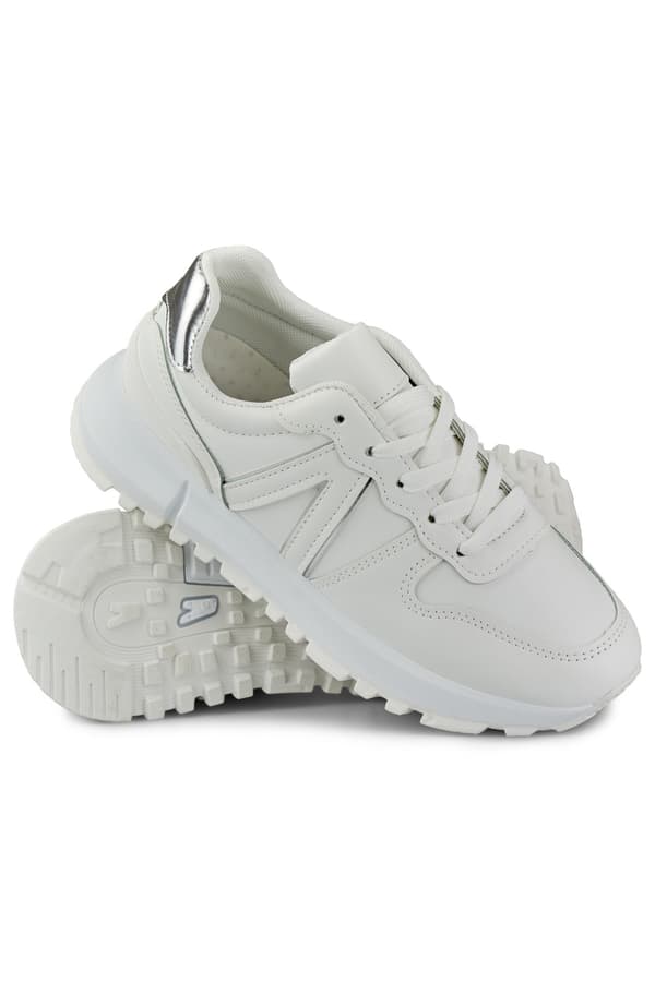 Hvide damesneakers med sølvkant 39