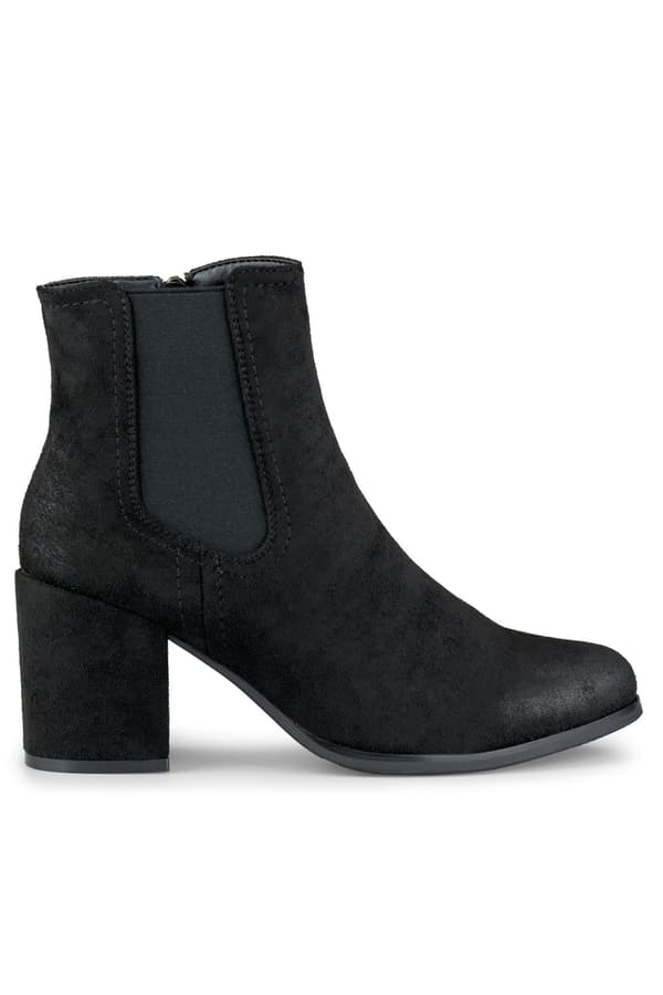 Klassiska ankelboots i svart mocka med blockklack Blaise 40