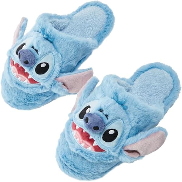 MINISO Hjemmesko til mænd Størrelse 4, Lilo og Stitch Hjemmesko til mænd, Cartoon Home Sko Fluffy hjemmesko, Varm blød hjemmesko med skridsikker tøj