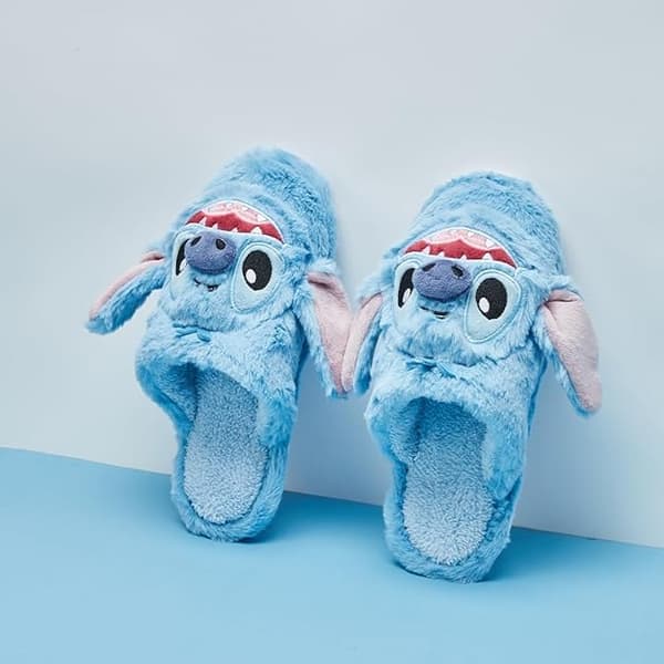 MINISO Hjemmesko til mænd Størrelse 4, Lilo og Stitch Hjemmesko til mænd, Cartoon Home Sko Fluffy hjemmesko, Varm blød hjemmesko med skridsikker tøj