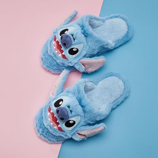 MINISO Hjemmesko til mænd Størrelse 4, Lilo og Stitch Hjemmesko til mænd, Cartoon Home Sko Fluffy hjemmesko, Varm blød hjemmesko med skridsikker tøj