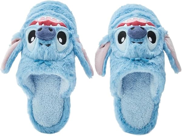 MINISO Hjemmesko til mænd Størrelse 4, Lilo og Stitch Hjemmesko til mænd, Cartoon Home Sko Fluffy hjemmesko, Varm blød hjemmesko med skridsikker tøj