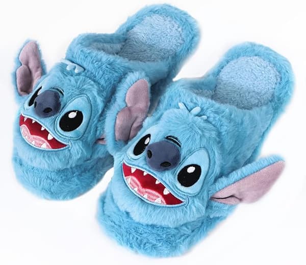 MINISO Hjemmesko til mænd Størrelse 4, Lilo og Stitch Hjemmesko til mænd, Cartoon Home Sko Fluffy hjemmesko, Varm blød hjemmesko med skridsikker tøj
