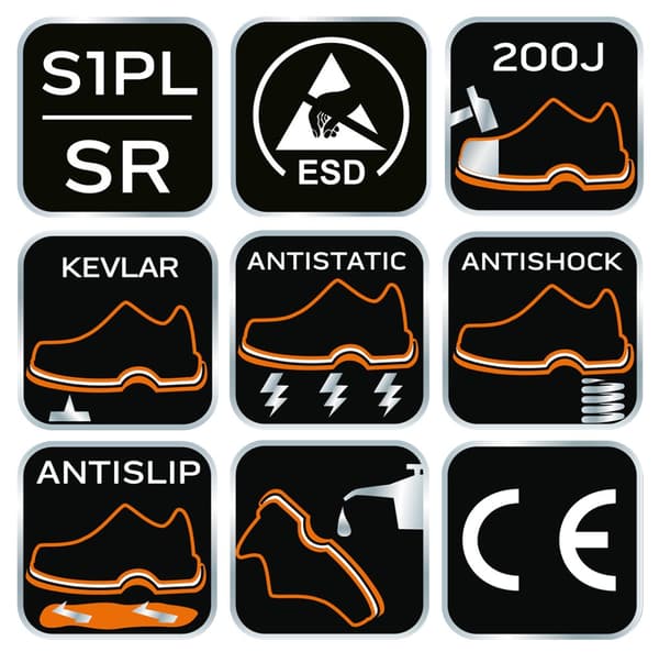 S1PL SR arbejdssko, ESD, komposit tåkappe, Kevlar indsats, str. 42