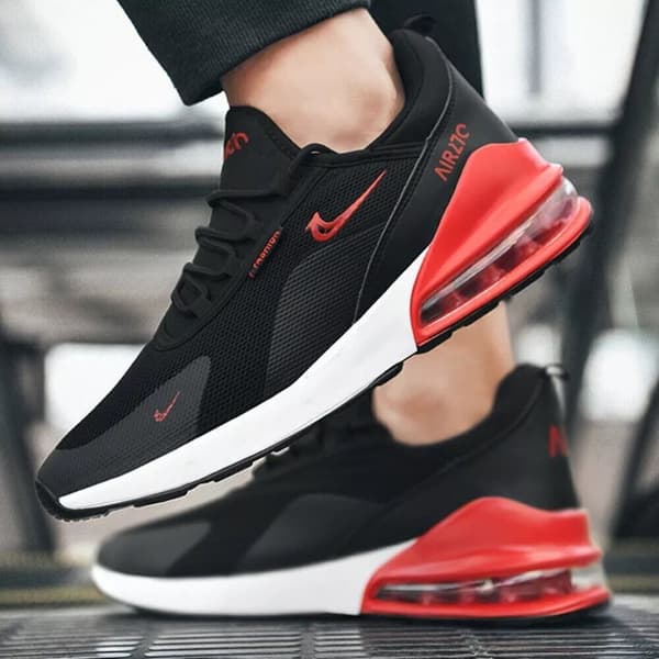 Mens Womens Gym Trainers Comfy Casual Sports Athletic Running Shoes UK 11 / EUR 46 Black Red