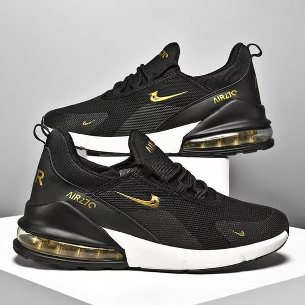 Mens Womens Gym Trainers Comfy Casual Sports Athletic Running Shoes UK 8.5 / EUR 43 Black Gold